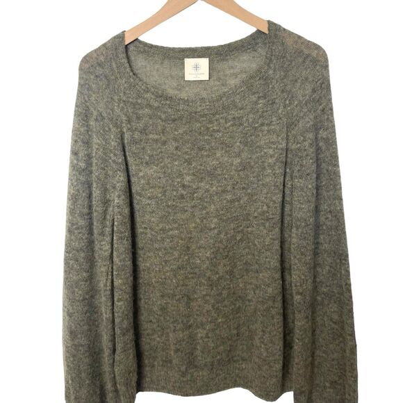 Faded Cloth Peru Baby Alpaca Knit Boatneck Gray Pullover Sweater Medium - Picture 3 of 10